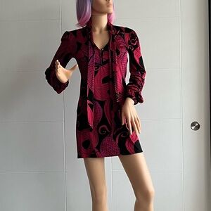 Silk mini Pink and Black Dress